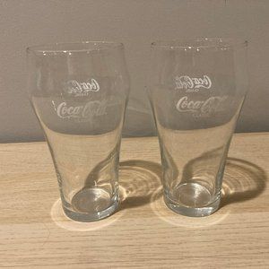 Vintage 80's White Logo Coca-Cola Glasses